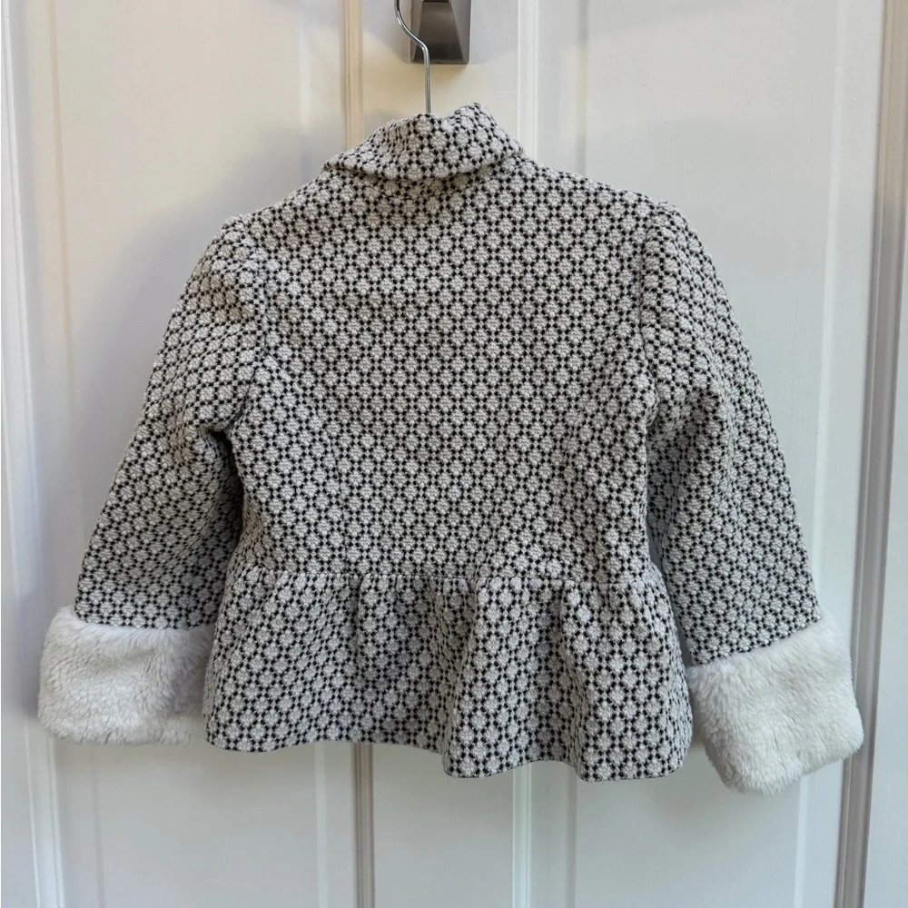 NWOT Janie & Jack 2T Black & White Girls Formal Suit Jacket with Faux Fur Sleeve - Picture 4 of 4